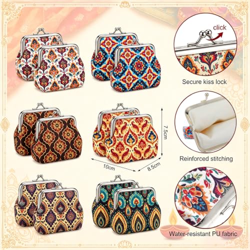 6 Pack Indian Return Gifts for Pooja Vintage Coin Purses