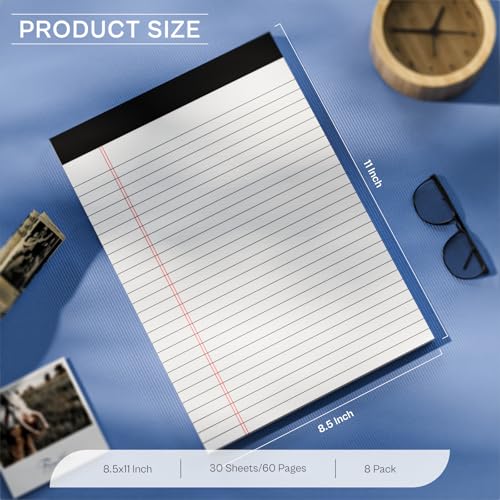 Notepads 8.5 x 11 Legal Pads of Paper 8 Pack Note Pads 8.5 x 11 Lined Paper - color: White 8