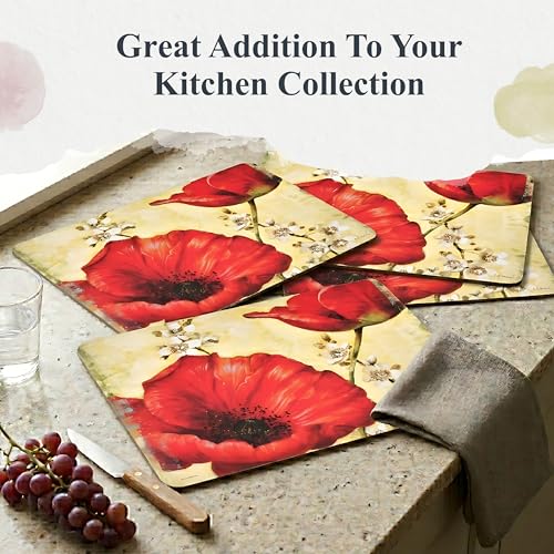 Pimpernel Poppy de Villeneuve Placemats - Gold, Set of 4 - size: 15.7" x 11.7" Rectangular, style: Poppy de Villeneuve