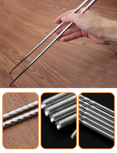 4 Pairs Long Cooking Chopsticks Extra Long Stainless Steel (15.3*16.5 Inch)