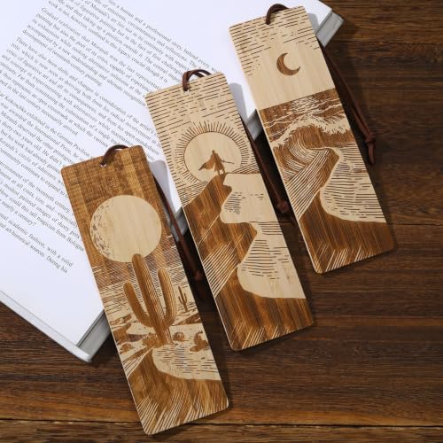 Bookmarks for Adults Men,Bamboo Natural Book Marks, Desert Mountain Sea Book Marks for Reading (Venture) - color: Venture