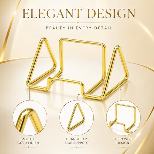 Business Card Holder for Desk, Gold Business Card Display Stand - color: gold