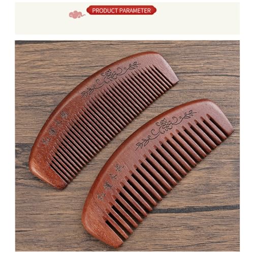 Wooden Hair Comb Set,labor comb, Wide Tooth and Fine Tooth Detangling Combs, Brown, 2 Pack (Medium) - size: Medium