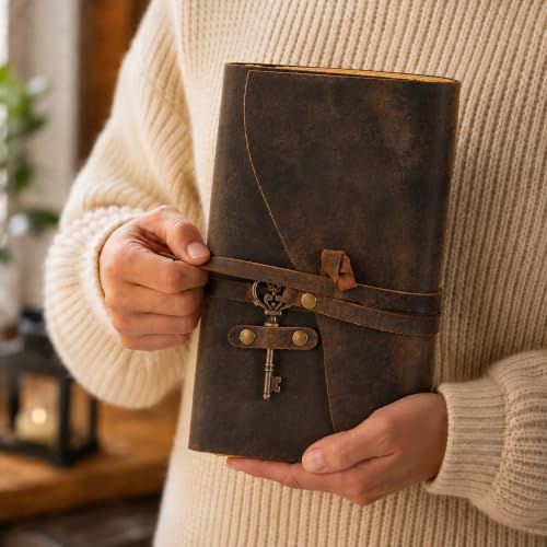 NomadCraftsCo Vintage Leather Journal, Handmade Deckle Edge Paper 240 Pages - color: Vintage Brown, size: 9" x 6"