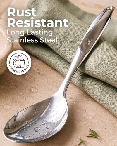 Zulay Kitchen Stainless Steel Serving Spoon - 11.5” Large Cooking & Serving Spoon with Ergonomic Handle - Durable, Rust-Resistant & Dishwasher Safe Kitchen Utensil for Cooking and Buffets - size: Cooking Spoon