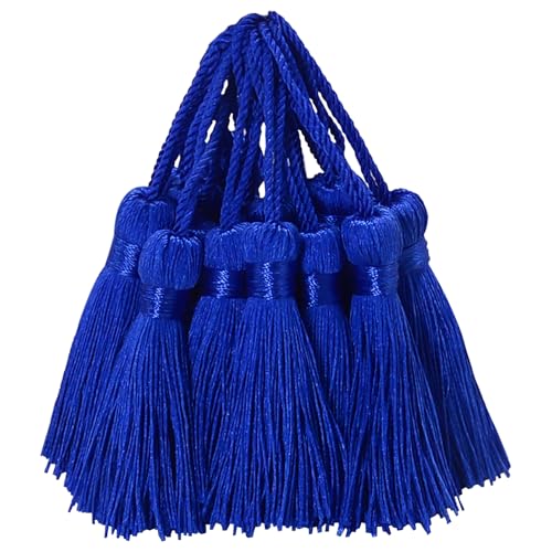 20Pcs 4.3 Inch Silky Mini Craft Tassels for Earrings, Souvenir(Navy Blue) - color: Navy Blue