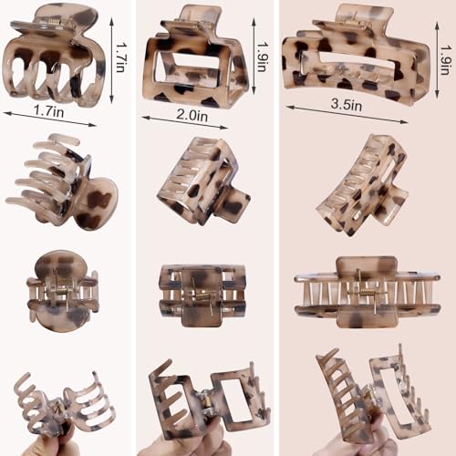 SMKSL 12 Pcs Hair Claw Clips for Women - 3 Styles Tortoise Hair Accessories - color: Dark Tortoise
