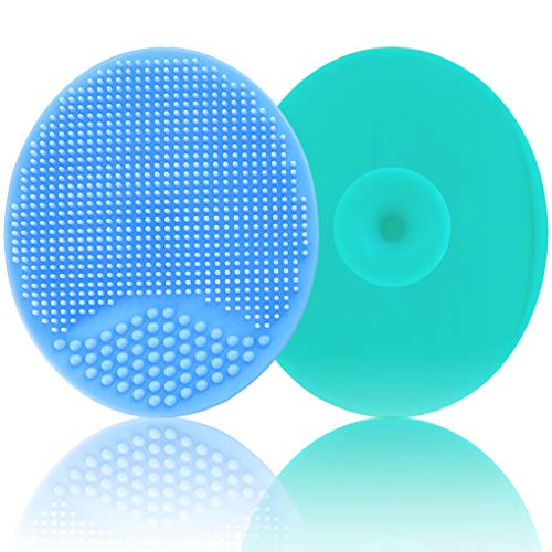 Baby Bath Brush, Baby Cradle Cap Brush, Silicone Massage Brush, Silicone Scrubbers Exfoliator Brush, Baby Skin Scrubbers for Dry Skin and Cradle Cap (Large-Blue & Green) - color: Large - Blue&green