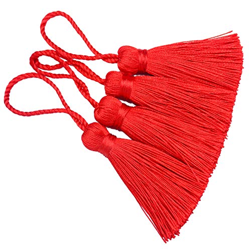 20Pcs 4.3 Inch Silky Mini Craft Tassels for Earrings, Souvenir(Red) - color: Red