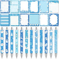 Dispowreath 24 Pcs Winter Sticky Notes with Pens Blue Snowflake Themed Gift - style: Blue Xmas