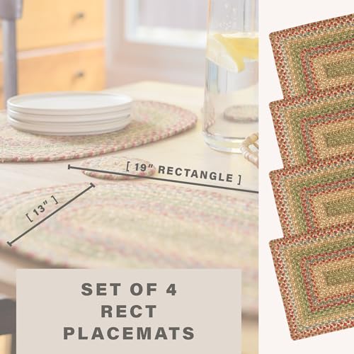 Homespice Azalea Jute Braided Placemats, Rect 13x19 Set of 4 - color: Azalea