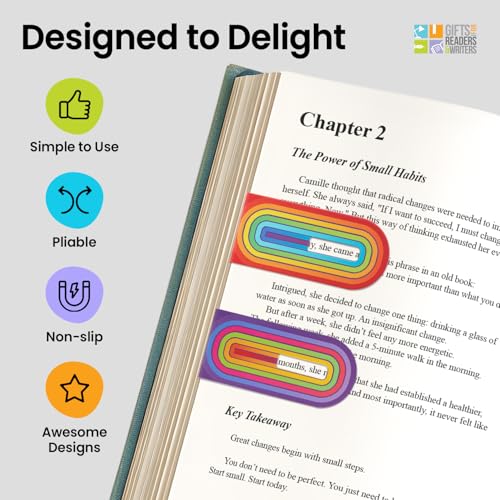 Thinking Gifts Magnetic Linemarker Bookmark for Easy Tracking - Rainbows - color: Rainbows