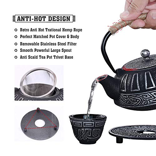 Japanese Style Cast Iron Teapot Set Tetsubin Kettle with Infuser - color: Eight
