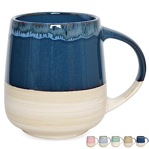 Bosmarlin Extra Large Ceramic Coffee Mug, 23 Oz, Dishwasher and Microwave Safe, Oversized Big Tea Cup, Reactive Glaze (Deep Blue) - color: Deep Blue
