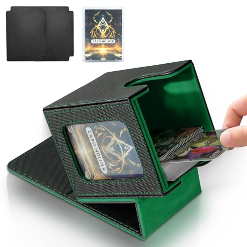 Card Deck Box for MTG Commander, Deck Case Holds 100 Double-Sleeved Cards - color: Black & Green, size: 1 Box