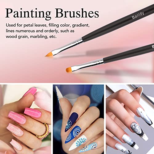 Nail Art Brushes for Gel Art Design Brush Tools Dual-Head Pen Painting Set Include Extension Brush Liner Brush Dotting Pen for DIY Manicure Polish Black
