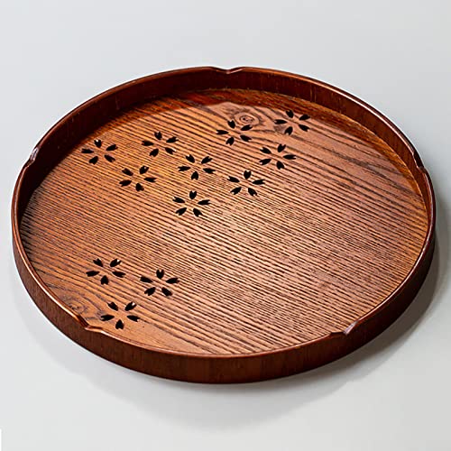 Round Tray Cherry Blossom Pattern Tea Serving Tray Tea Serving Plate