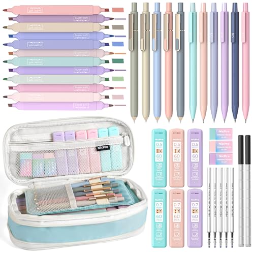 Nicpro School Supplies with Cute Pencil Case, 39 PCS Blue - color: Blue, size: 1 count (Pack of 39)