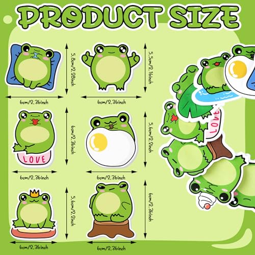 Yinder 24 Pads Frog Sticky Notes Kawaii Cartoon Party Favors School - color: Multicolor, size: Frog