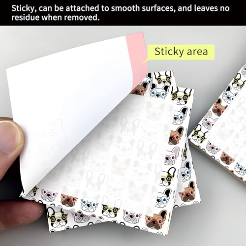 Cute Sticky Notes 3 x 3 in, 2 Pack Self Stick Note Pads with Fun Patterns, Strong Adhesive Memo Pads for Office School Home, 80 Sheets per Pad Puppy Face - color: Puppy Face