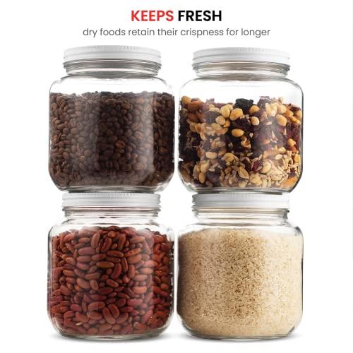 Paksh Novelty 64 oz Mason Jar, Half Gallon Jar, Wide Mouth, Clear, 4 Pack