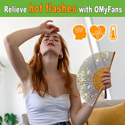 Hand Fan for Women Foldable - Folding Chinese Japanese Vintage Bamboo Silk Fan - Ideal for Hot Flashes, Church, EDM, Festivals, Dancing and Gifts (Sakura-Gray) - color: Sakura-gray