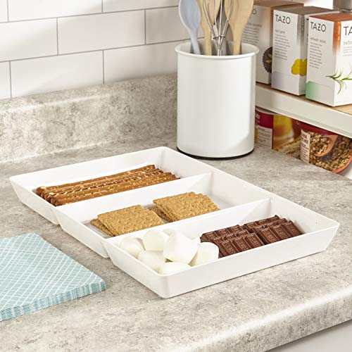 US Acrylic Avant White Plastic Divided Serving Trays (Set of 3) 15” x 10” | Large Reusable 3-Section Party Platters | Serve Appetizers, Fruit, Veggies, & Desserts | BPA-Free & Made in USA (Pack of 2) - size: 15" x 10" (Pack of 2)