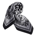 ANDANTINO 100% Mulberry Silk Scarf -21” Square Neckerchief with Gift Packed - color: Black&white Paisley