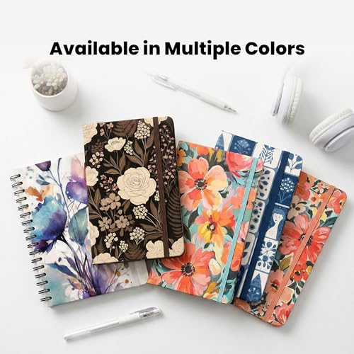 Nextnoid A5 Lined Spiral Notebook - 170 Pages, College Ruled, Abstract Blue - color: q-Abstract Blue