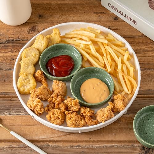 Dipping Bowls Set of 4, 2462°F High-Fired Ceramic Small Bowls for Dips, Olive Oil & Sauce, Elevates Table Setting, Idea for BBQ,Afternoon Tea,Entertaining,Housewarming & Holiday Gifts - color: Green
