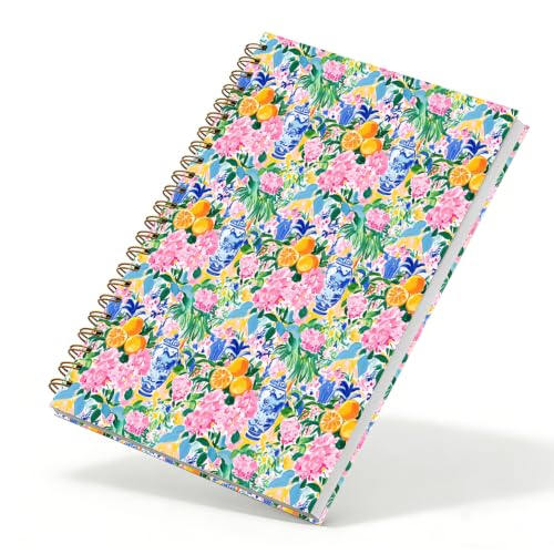 Qykwz Grandmillennial Orange Floral Spiral Notebook 5.5x8.3 - color: Color_H