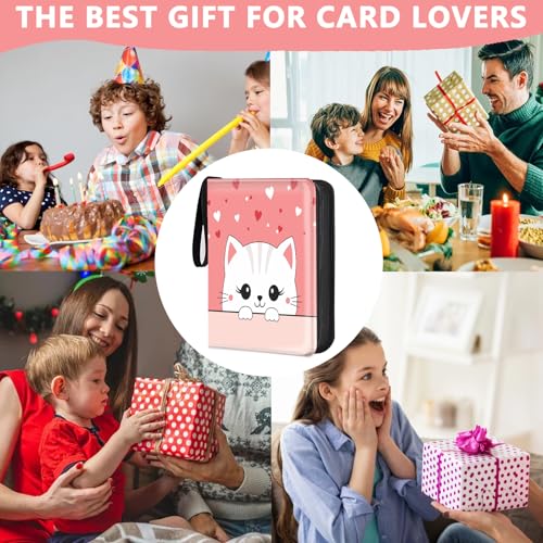 4 Pocket Trading Card Binder, Holds 400 Cards, Zipper Binder - color: Cute Kitten