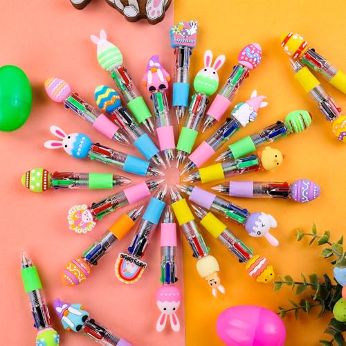24PCS Easter Fun Pens Bunny Easter Egg Multicolor Pens for Basket Stuffers - style: Easter Eggs-24pcs