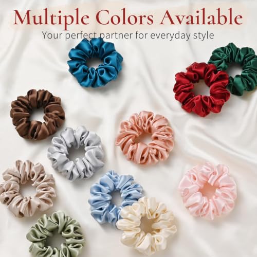 Silk Scrunchie 1.4" Medium Wide 6A 22 Momme 100% Mulberry Silk Hair Ties,Gentle on Hair No Damage No Crease for Women Girls Curly Thick Wavy Hair,Sample Fabric Provided (1, Sage Green) - color: Sage Green