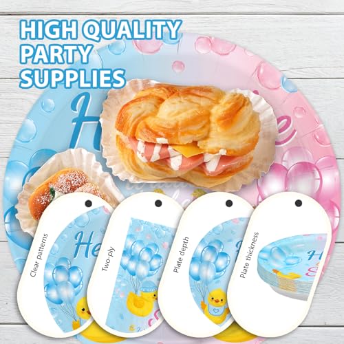96Pcs Duck Gender Reveal Party Decorations, Serves 24 - style: Yellow Duck Gender Reveal