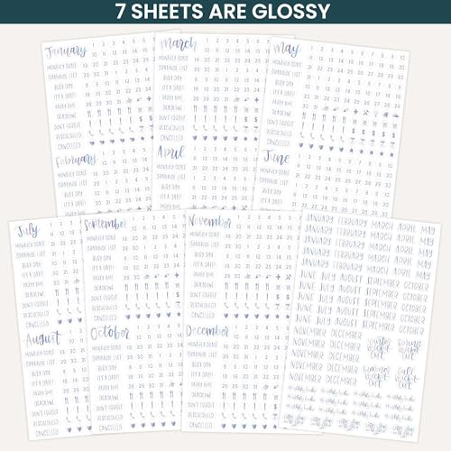 bloom daily planners Metallic Calendar Essentials Planner Stickers - 8 Sheets, 1629 Stickers Per Pack! - Shiny Aesthetic Monthly Headings, Dates, Icons, Etc. - Iridescent Foil - color: Iridescent Foil
