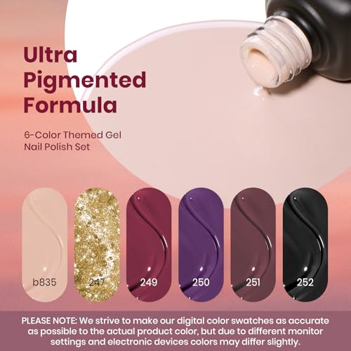 Beetles Fall Gel Nail Polish Set, Terra Dusk Glitter Plum Purple Gel Polish - color: A - Mixed Finishes | | Terra Dusk