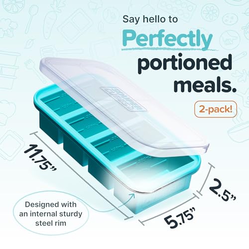 Souper Cubes 1 Cup Silicone Freezer Molds with Lids, Aqua, 2-Pack - color: Aqua, size: 2-Pack
