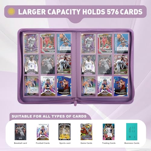Trading Card Binder 9 Pocket, 360 Pockets Card Collection Binder - color: Purple