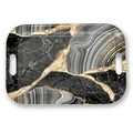 Serving Trays with Handles, 14.5 x 9.8 inch Rectangular Plastic Tray for Restaurant, Kitchen, Abstract Background Black Marble - color: Abstract Background Black Marble