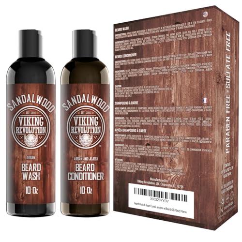 Viking Revolution Beard Wash & Conditioner Set - Sandalwood - 10 oz - size: 10 Fl Oz (Pack of 2)