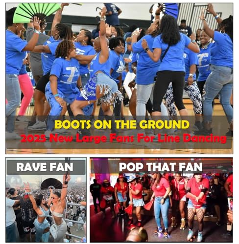 13inch Large Rave Fan Popping Fan Clacking Fans for Line Dancing,Hand Fans for Women Foldable,Boots on The Ground Fan,Portable for Outdoor,Wedding,Party,Decoration(Black,2 Packs) - color: Black