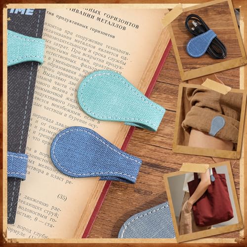 3PCS Vintage Magnetic Leather Bookmark, Leather Magnetic Bookmarks for Women, Magnetic PU Bookmarks Clip Book Accessories, Denim Pattern - style: Denim Pattern