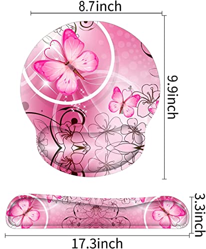 RICHEN Keyboard Wrist Rest and Mouse Pad with Wrist Support, Memory Foam Set for Gaming and Office, Comfortable & Lightweight for Easy Typing & Pain Relief (Pink Butterfly) - color: Pink Butterfly