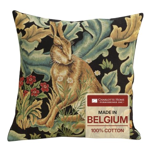 William Morris Brown Hare Hare Tapestry Throw Pillow Cover 18 x 18 in - color: Brown Hare