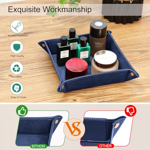 SITHON Valet Tray Desktop Storage Organizer Nightstand Caddy Holder - color: Dark Blue