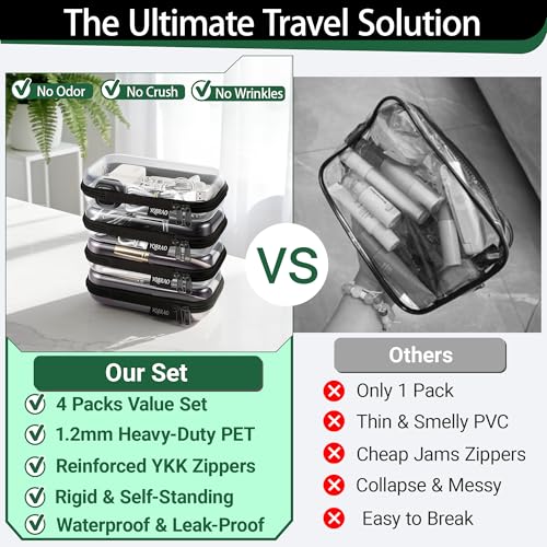 YQBRAO Clear Hard Shell Zipper Cases, 4 Small Cable Organizers, Black - color: Black, size: 4 Pack(S)