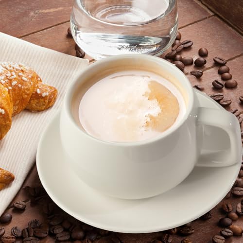 ionEgg Porcelain Coffee Cup with Saucer 270ml/9oz, Minimalist Design, Perfect for Latte, Cappuccino, and Tea, White - color: White