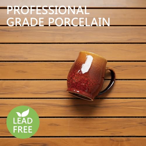 Bosmarlin Extra Large Ceramic Coffee Mug, 24 Oz, Dishwasher and Microwave Safe, Big Oversized Tea Cup, Reactive Glaze (Orange&Red) - color: Orange&Red
