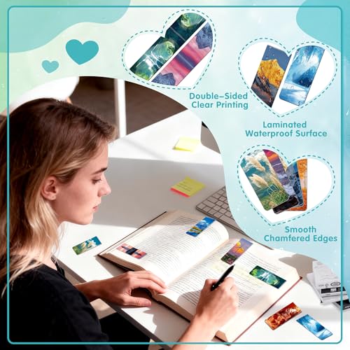 48PCS Magnetic Bookmarks Bulk Magnet Bookmarks Book Lovers Gifts - style: Scenery